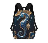 sinyumoney Gold Seahorse Kintsugi Backpack School Bag Daypacks Business Backpack Water Resistant Bookbag for Men/Women 17inch