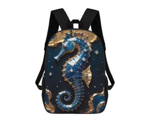 sinyumoney Gold Seahorse Kintsugi Backpack School Bag Daypacks Business Backpack Water Resistant Bookbag for Men/Women 17inch