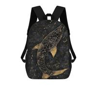 sinyumoney Gold Shark Abstract Art 3D Printed Children's School Backpack for Kids Travel Rucksacks Book Bags Kids School Bag 17inch