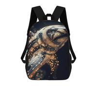 sinyumoney Gold Shark Sculpture Backpack School Fashion Stationery Backpack Waterproof Casual Daypacks for Campus Outdoor Travel Sports 17inch