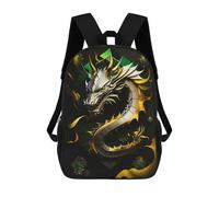 sinyumoney Gold Silver Dragon School Backpack Business Laptop Rucksack Bag Unisex Casual Daypack for Men/Women 17inch