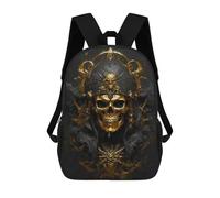 sinyumoney Gold Skull with Crown Backpack School Bag Secondary Causal Travel High School Bags for School/Work/Travel 17inch