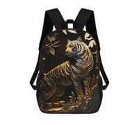 sinyumoney Gold Tiger Children's School Backpack 3D Printed for Kids Travel Rucksacks Book Bags for Boys Elementary School Students 17inch