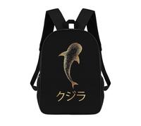 sinyumoney Gold Whale Japanese 11 Backpacks Kids Student Schoolbag,3D Printed Backpacks,Elementary And Middle School Students Backpacks for Boys Girls 17inch