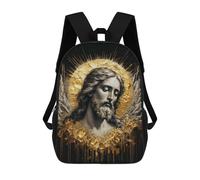 sinyumoney Gold X Jesus Portrait 3D Printed Kids School Bag Rucksacks Children's School Fashion Casual Back Pack High Capacity Travel Book Bags Backpack for Kids 17inch