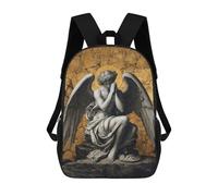 sinyumoney Gold X Praying Angel I School Backpack Rucksack Casual Daypacks School Work Travel Bag for Camping Outdoor Adventures And Daily Travel 17inch