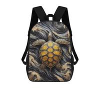 sinyumoney Gold X Turtle 3D Printed Children's School Backpack for Kids High Capacity Travel Rucksacks Book Bags Kids School Bag Back Pack 17inch