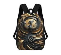 sinyumoney Golden Abstract Phoenix Backpack School Bag Secondary Causal Travel High School Bags for Camping Outdoor Adventures And Daily Travel 17inch