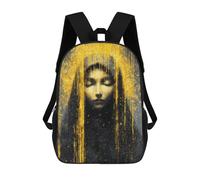 sinyumoney Golden Abstract Portrait Art Backpack School Rucksack Casual Daypacks School Work Travel Bag for Men, Women & Teenage Boys 17inch