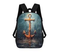 sinyumoney Golden Anchor School Backpack Rucksack Casual Daypacks School Work Travel Bag for Camping Outdoor Adventures And Daily Travel 17inch