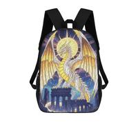 sinyumoney Golden And White Dragon on Ruins School Bag Bookbag 3D Printed Children's Backpacks for Kids Boy Girl Book Bags Kids School Bag Travel Rucksacks 17inch