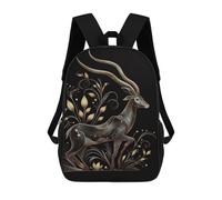 sinyumoney Golden Antelope Art Print Children's Backpack, 17 Inch 3D Printed School Backpack, Backpack Cartoon Adjustable School Bag for Primary School