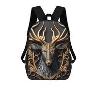 sinyumoney Golden Antlered Deer Portrait Backpack School Lightweight Casual Daypack School Backpacks for Teenage Girls Boys Women Men 17inch