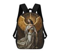 sinyumoney Golden Archangel with Cross Backpack Kids School Bag Boys Cartoon 3D Print Students Schoolbag Laptop Daypack for Boys Girls 17inch