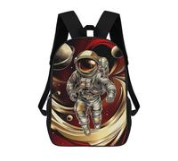 sinyumoney Golden Astronaut in Space Backpack Kids School Bag Boys Cartoon 3D Print Students Schoolbag Laptop Daypack for Boys Girls 17inch