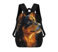 sinyumoney Golden Australian Shepherd Dog Portrait Backpacks Kids School Backpack School Bag 3D Printed School Bag for Boys Elementary And Middle School Students 17inch