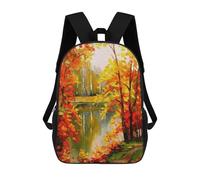 sinyumoney Golden Autumn Backpacks Kids Student Schoolbag,3D Printed Backpacks,Elementary And Middle School Students Backpacks for Boys Girls 17inch