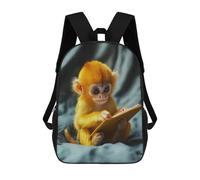 sinyumoney Golden Baby Monkey Reading School Bags High Secondary School Bags Casual Backpack for Camping Outdoor Adventures And Daily Travel 17inch