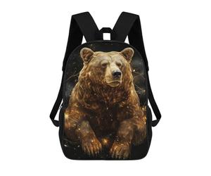 sinyumoney Golden Bear in Space Backpacks, Kids Backpack Student School Bag 3D Printed Travel Backpacks Fashion Accessory Backpack Children Waterproof School Bags 17inch