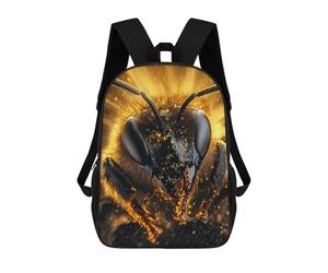 sinyumoney Golden Bee Close-Up Backpack School Lightweight Airport College Students Back Pack for School/Work/Travel 17inch