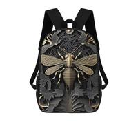 sinyumoney Golden Bee Nature 3D Printed School Backpack Casual Children's Backpacks 3D Printed School Bag for Boys Elementary And Middle 17inch