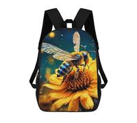 sinyumoney Golden Bee on Sunflower Kids Backpack,School Backpack Kids School Bag 3D Printed Cartoon Large Capacity Backpack for Kids Boys And Girls 17inch