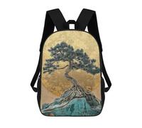 sinyumoney Golden Bonsai Tree Art 3D Printed Kids School Bag Rucksacks Children's School Fashion Casual Back Pack High Capacity Travel Book Bags Backpack for Kids 17inch