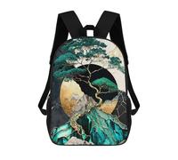 sinyumoney Golden Bonsai Tree Summit Backpacks Kids School Backpack School Bag 3D Printed Fashion School Bags for Boys Elementary And Middle School Students 17inch