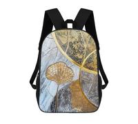 sinyumoney Golden Botanical Art Backpack School Bag Secondary Causal Travel High School Bags for Boys/Girls/Teenagers 17inch