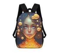sinyumoney Golden Bubbles Fantasy Portrait School Backpack Rucksack Casual Daypacks School Work Travel Bag for Camping Outdoor Adventures And Daily Travel 17inch