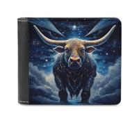sinyumoney Golden Bull in The Sky 3D Print PU Leather Wallet Slots ID Window RFID Blocking Stylish Slots Note Section Purse Youth Guys 11.7cm*9.5cm