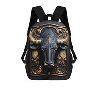 sinyumoney Golden Bull Portrait-2 School Backpack Rucksack Casual Daypacks School Work Travel Bag for Campus Outdoor Travel Sports 17inch