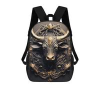 sinyumoney Golden Bull Portrait-4 Backpack School Backpack Kids School Bag Large Capacity Kids Backpack for School Rucksack 3D Book Bag Gifts for Kids 17inch
