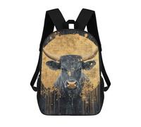 sinyumoney Golden Bull Portrait Art Print Backpack School Bag Business Durable Laptop Bag for Boys/Girls/Teenagers 17inch