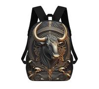 sinyumoney Golden Bull Portrait Backpack Cartoon Plush Bag, 3D Backpack for Kids School Bag Birthday Gift Idea for Boys And Girls 17inch