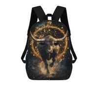 sinyumoney Golden Bull Zodiac Art Print Backpacks 3D Printed 17inch Kids School Backpack Outdoor Casual Daypack Casual Travel Bags for Middle School Students