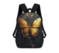 sinyumoney Golden Butterfly School Backpack 3D Printed Children's 17inch Backpacks Bag Bookbag for Kids Boy Girl Book Bags Kids School Bag Travel Rucksacks