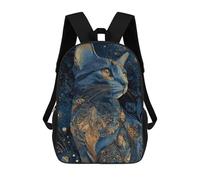 sinyumoney Golden Cat Art Print School Backpack Large School Backpack for Boys for Campus Outdoor Travel Sports 17inch