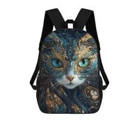 sinyumoney Golden Cat Face Art Print Backpack Kids School Bag Boys Cartoon 3D Print Students Schoolbag Laptop Daypack for Boys Girls 17inch