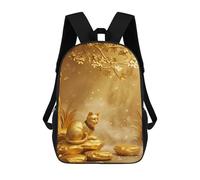 sinyumoney Golden Cat Statue Under Golden Tree Backpacks Kids Student Schoolbag,3D Printed Backpacks,Elementary And Middle School Students Backpacks for Boys Girls 17inch