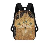 sinyumoney Golden Cats with Green Eyes School Bags School Secondary High School College Backpack Travel for Boys/Girls/Teenagers 17inch