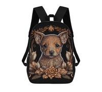 sinyumoney Golden Chihuahua Art Print School Backpack Lightweight Schoolbag Dayback Bookbag College for Camping Outdoor Adventures And Daily Travel 17inch