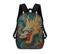 sinyumoney Golden Chinese Dragon Artwork Backpack School Bag Large School Backpack for Boys - Perfect for Travel, Work And Daily Use 17inch