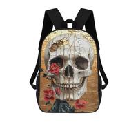 sinyumoney Golden Cracked Skull Art Print-1 Backpack School Bag Large School Backpack for Boys - Perfect for Travel, Work And Daily Use 17inch