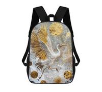 sinyumoney Golden Crane Majesty 17 Inch Backpacks Kids Schoolbag,3D Printed Elementary And Middle School Students Backpacks for Boys Girls