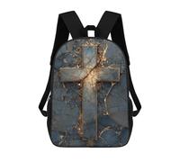 sinyumoney Golden Cross Marble Texture School Backpack Lightweight Airport College Students Back Pack for Boys/Girls/Teenagers 17inch