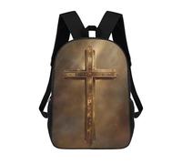sinyumoney Golden Cross Wall Art Decor-2 3D Printed School Backpack Casual Children's Backpacks 3D Printed School Bag for Boys Elementary And Middle 17inch