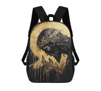 sinyumoney Golden Crown of Thorns Art Print Children's Backpacks School Backpack 3D Printed for Kids Travel Rucksacks Book Bags Kids 17inch School Bag