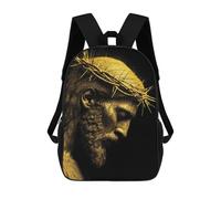 sinyumoney Golden Crown of Thorns Statue Children's Backpacks School Backpack 3D Printed for Kids Travel Rucksacks Book Bags Kids 17inch School Bag