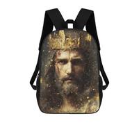 sinyumoney Golden Crown Portrait Artwork Children's Backpacks 17inch School Backpack 3D Printed Bag Bookbag for Kids Travel Rucksacks Boy Girl Book Bags Kids School Bag
